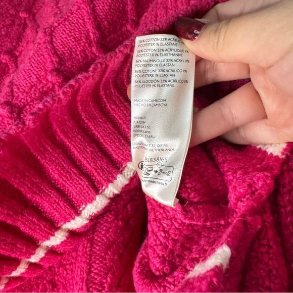 Anthropologie Maeve The Tillie V-neck Pullover Pink Varsity Sweater - Picture 7 of 8